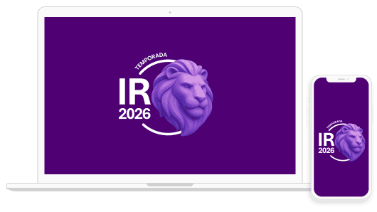 ícone do leão com os dizeres "Temporada IR 2026"