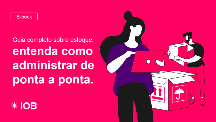 Capa do e-book sobre estoque da IOB