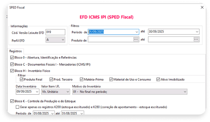 Tela de envio do Sped Fiscal no IOB Business