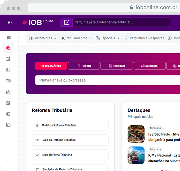 Página inicial do IOB Online