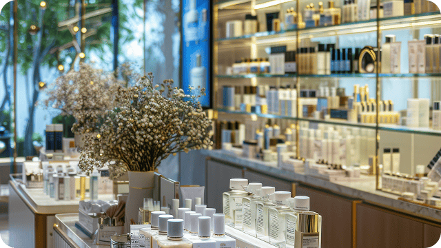 Ambiente de uma loja de perfumaria e cosméticos