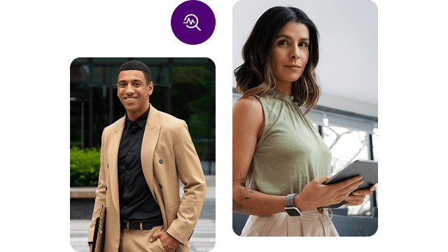 Homem e mulher que representam mercado contábil