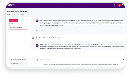 Tela do chat com a inteligência artificial IOB durante uma pesquisa