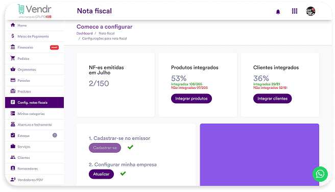 tela do sistema emissor de notas Vendr da IOB