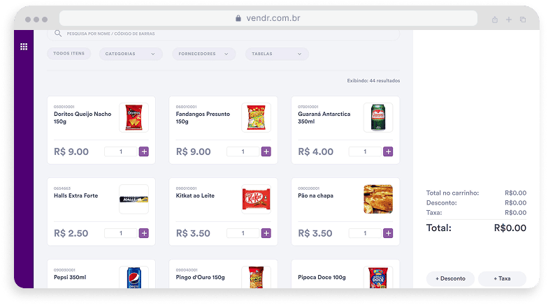 tela do sistema de vendas Vendr da IOB